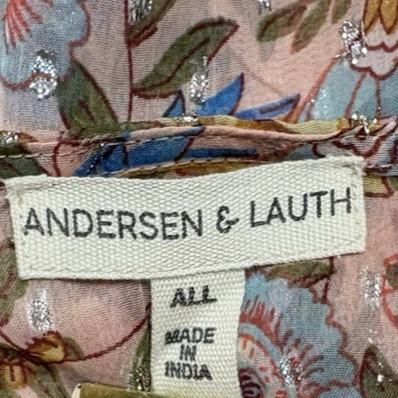 Anthropologie ANDERSEN & LAUTH Pink Shimmer Floral Kimono Beaded Boho Sheer - Picture 5 of 11